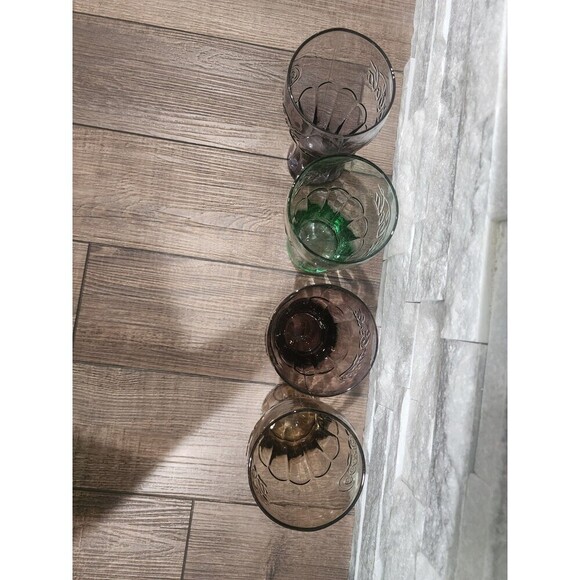 Mcdonalds Coca-Cola glasses Green, Red, Brown & Purple Set Of 4 - Picture 5 of 10